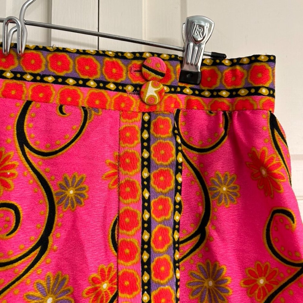 Vintage Late 60s/70s Alex Colman Small Psychedelic Wrap Maxi Skirt --Groovy! - Picture 2 of 13
